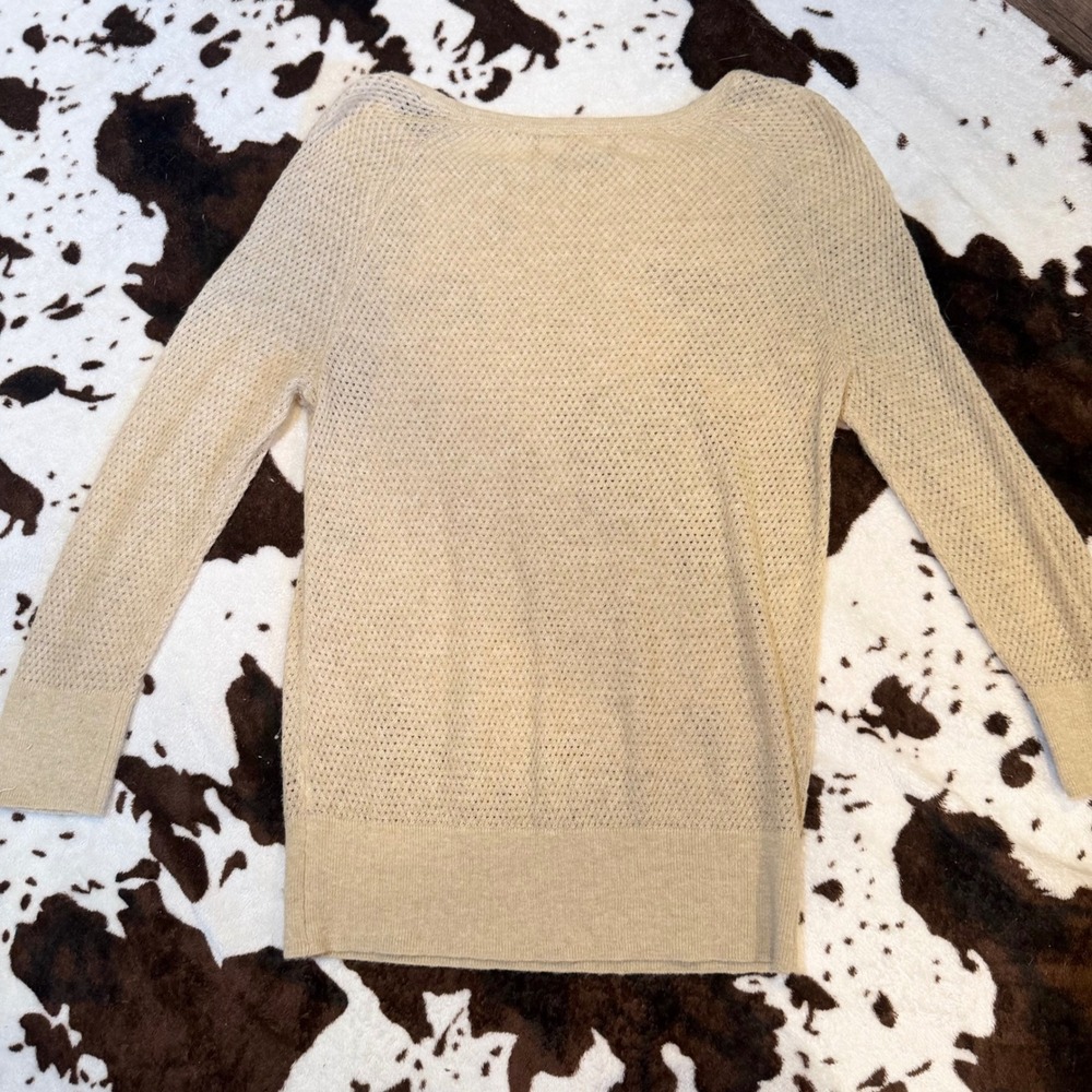 Banana Republic Sweater Womens Small Beige Italian Yarn Fisherman Preppy - Picture 3 of 3